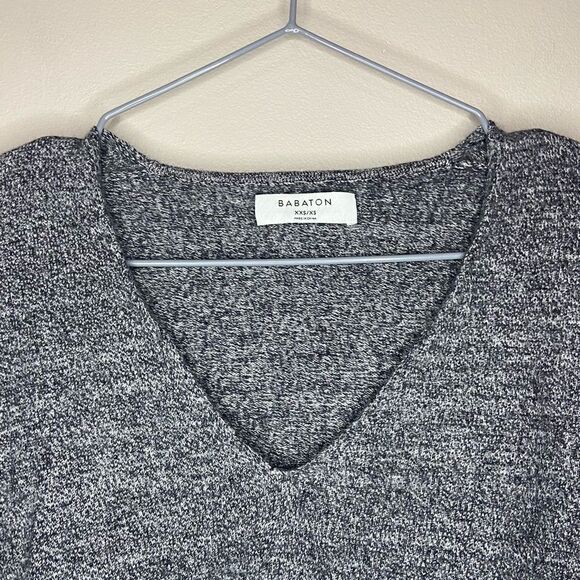 Babaton | Aritzia Gray Marled Wool/Linen Blend Pocket V-Neck Sweater Size XXS/XS - Picture 2 of 5